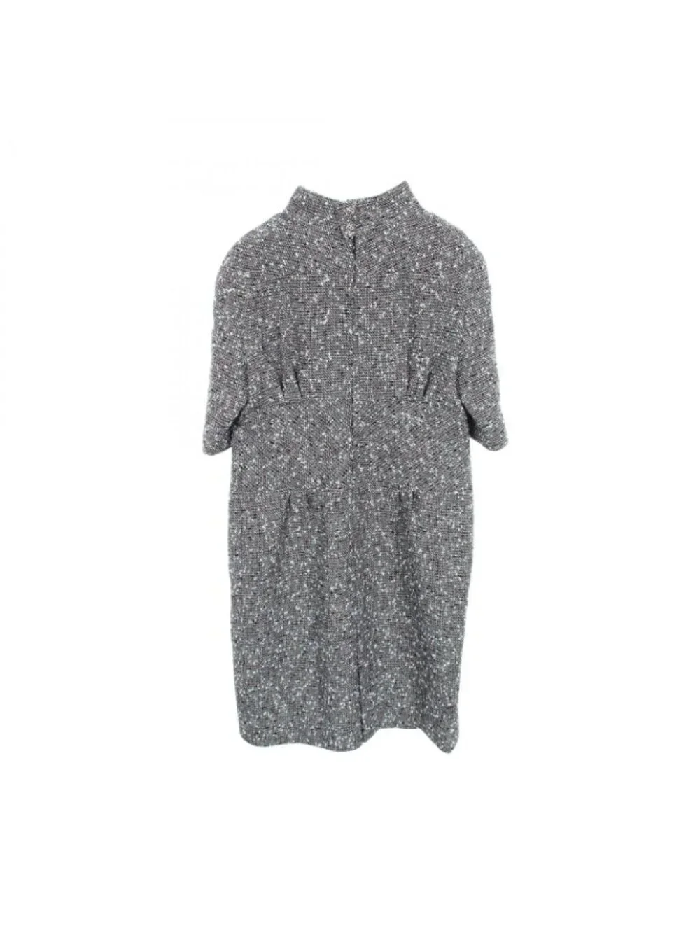 Chanel Dress CC Logo Tweed Short Sleeve Wool